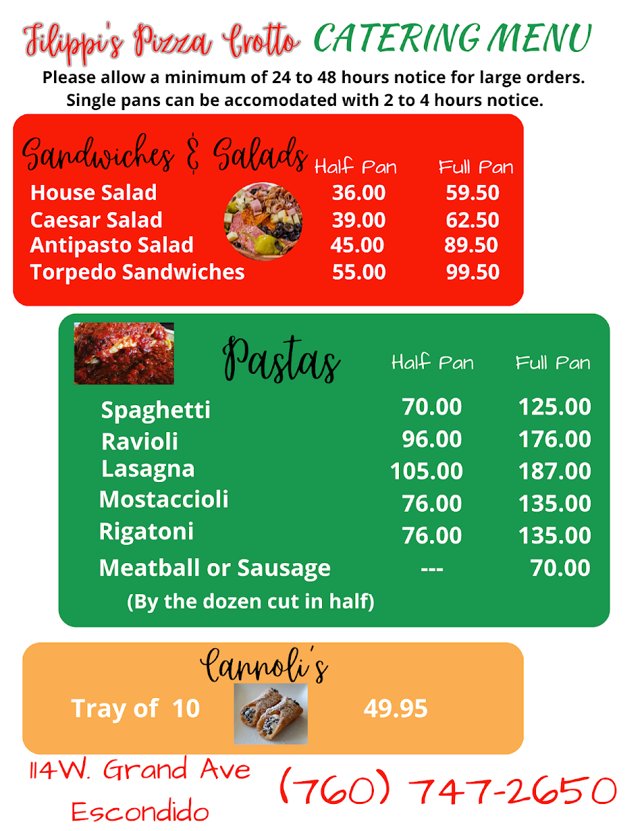 Menu Filippi's Pizza Grotto Escondido-1