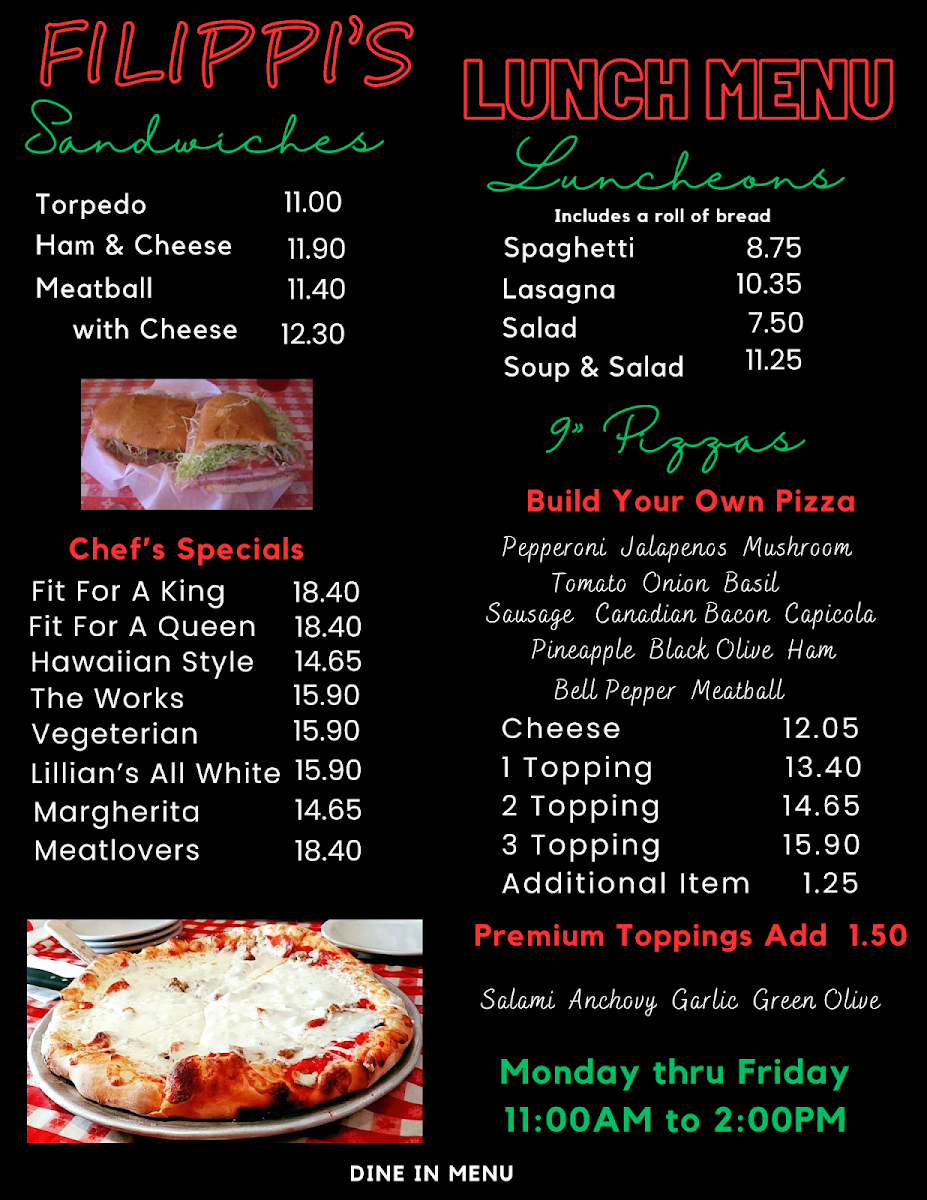 Menu Filippi's Pizza Grotto Escondido-2